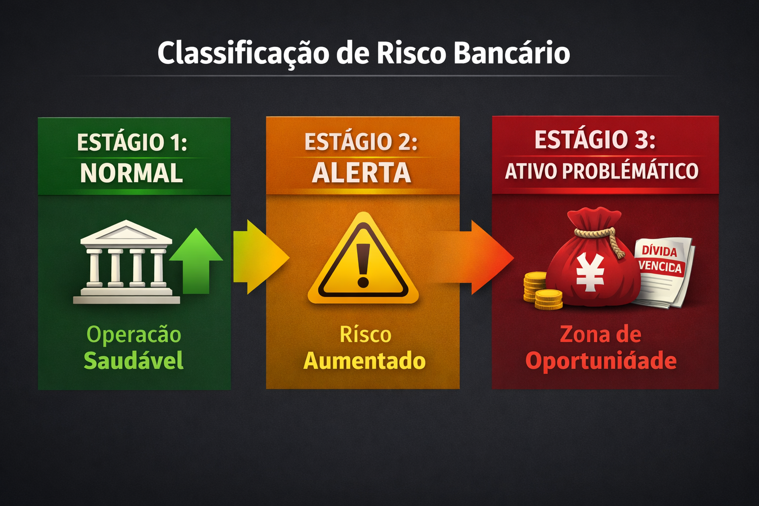 Três estágios de classificação de risco